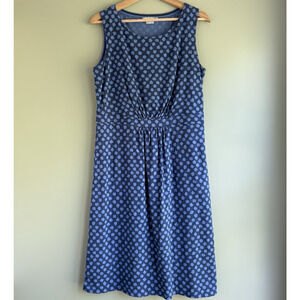 BODEN Floral Polka Dot Sleeveless Cotton Modal Dress Sz 12 Long | Blue Casual